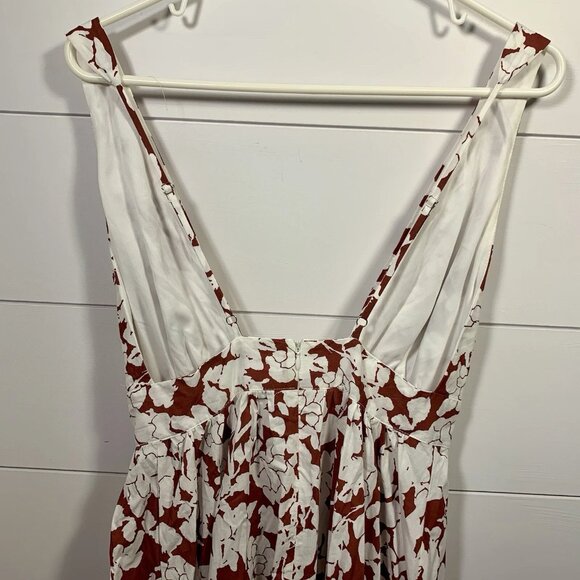 Aakaa Floral Maxi Dress Women Sz S Reddish Brown & White Fall Boho - Picture 6 of 7